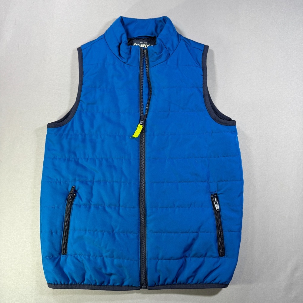 OshKosh Bgosh Kids Blue Puffer Vest Size 7 Quilted Full Zip Sleeveless Jacket